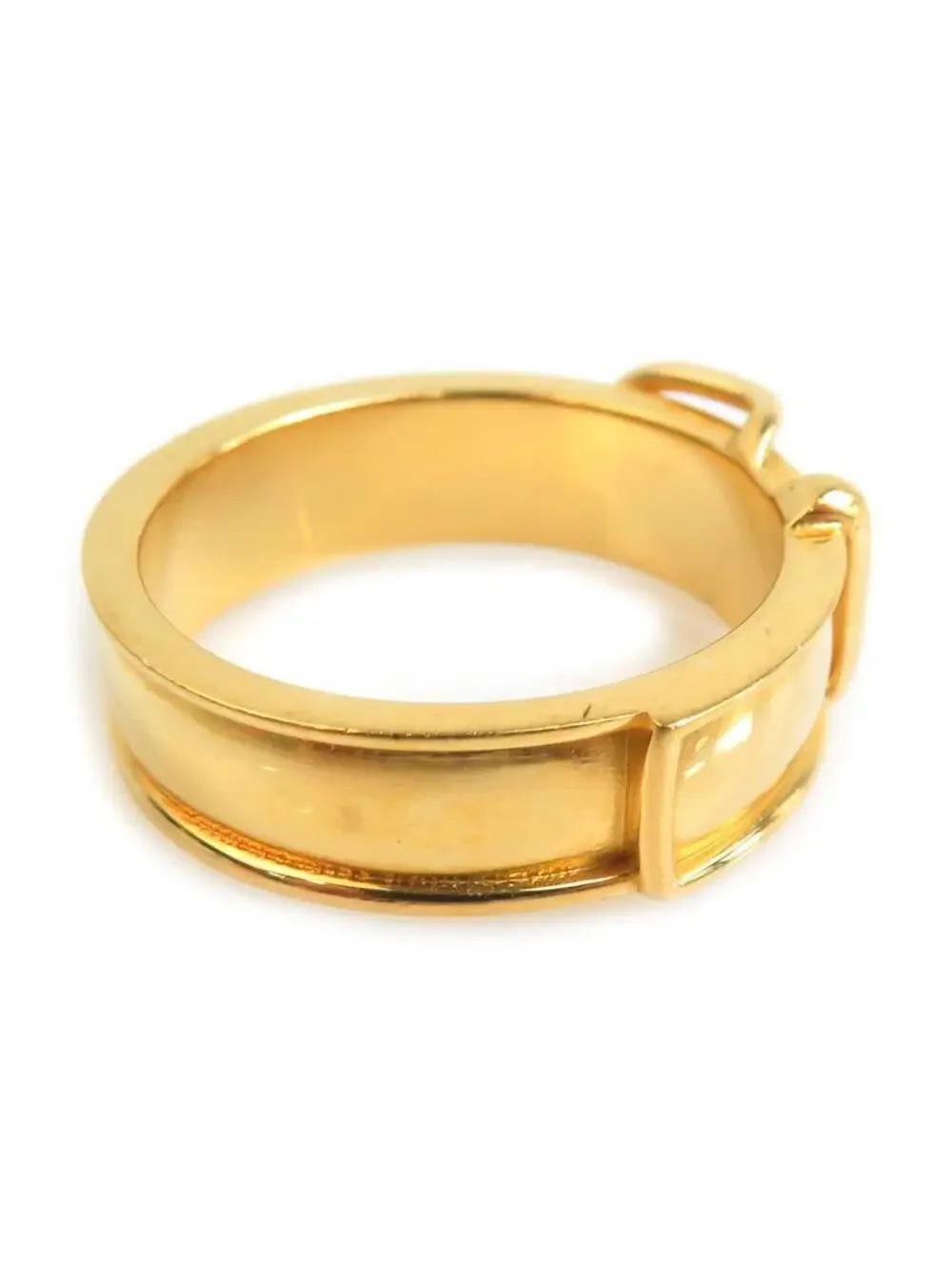 Auth Hermes Belt Motif Scarf Ring Gold #303009H14B